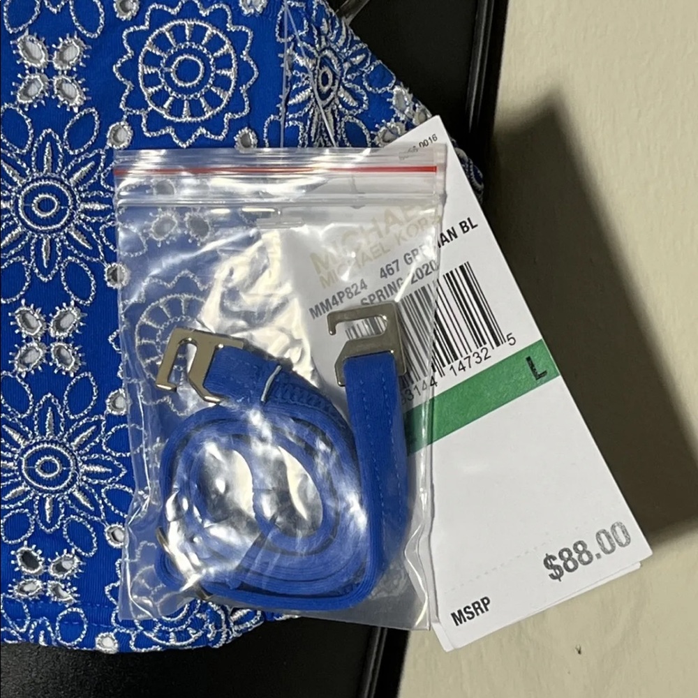 Michael Michael Kors Women's Printed One-Shoulder Bikini Top Blue Size Large - Picture 6 of 6